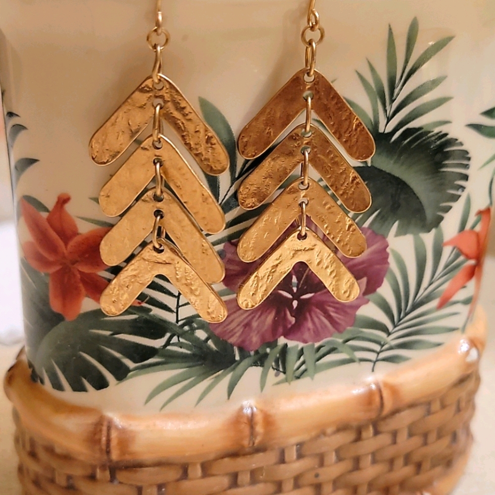 Beautiful Stamped Gold-tone Earrings
